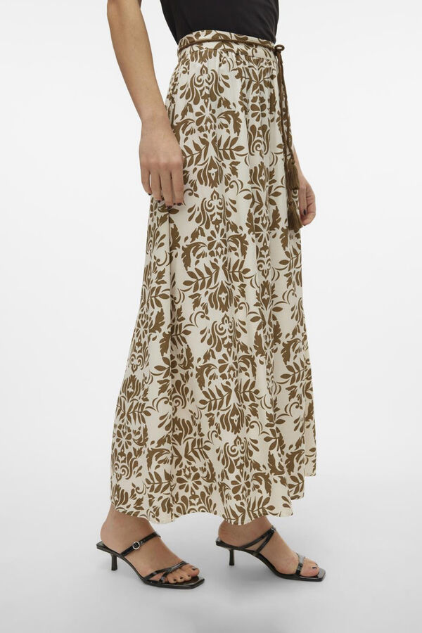 Vero Moda Saia midi flu&iacute;da Castanho