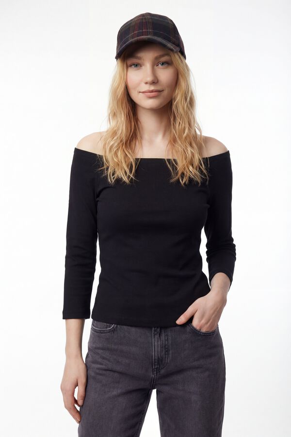 Vero Moda Camiseta de algod&atilde;o com manga 7/8 Preto