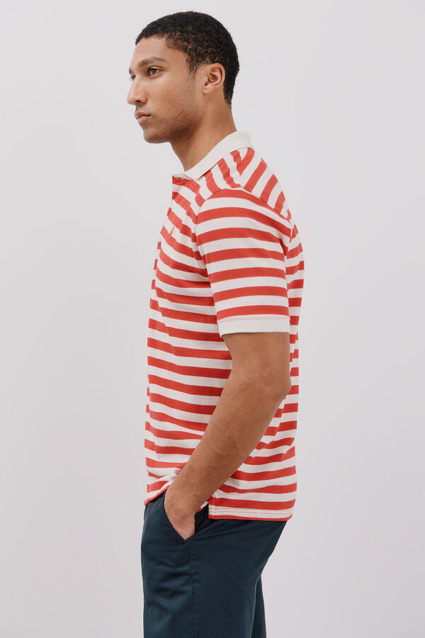 Cortefiel Polo piqu&eacute; de rayas Marfil