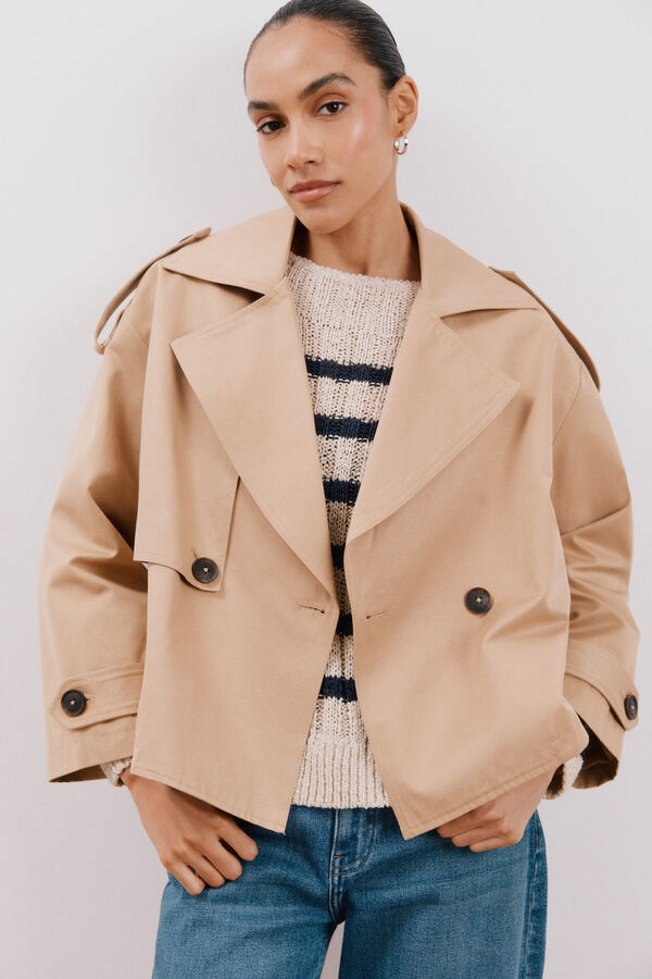 Cortefiel Gabardina corta Beige