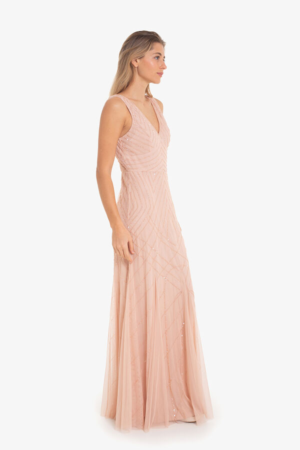 Cupl&eacute; Vestido pedrer&iacute;a escote lentejuelas Rosa