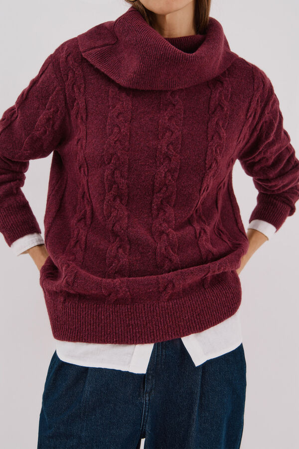 Cortefiel Jersey cuello amplio Morado