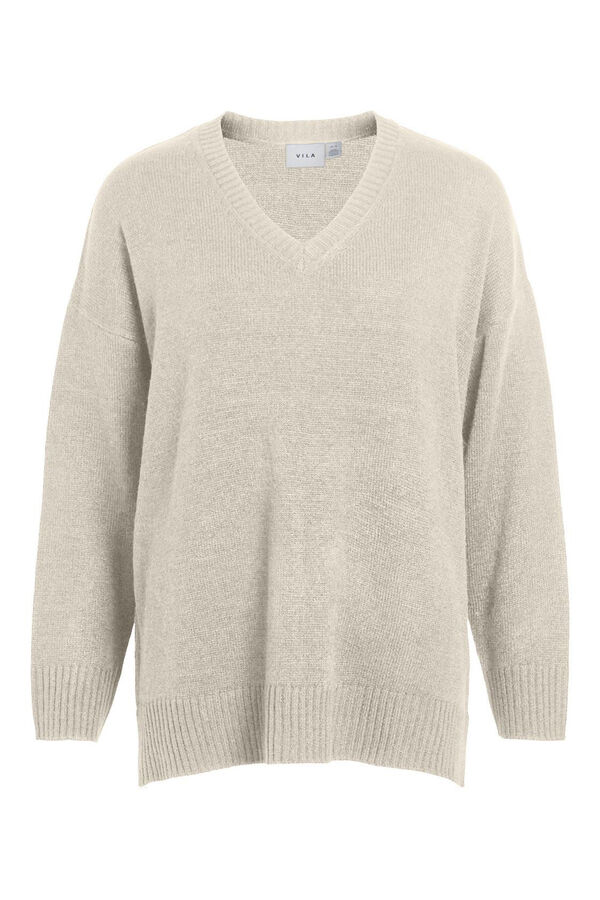 Vila Camisolas comprida gola em bico Cinzento