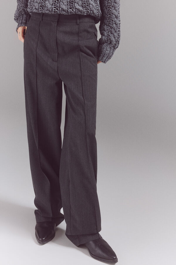 Slowlove Pantal&oacute;n cuadros Estampado gris