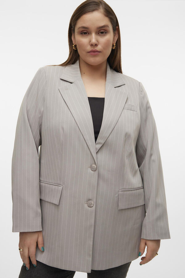 Vero Moda Curve Blazer de riscas tamanho grande  Cinzento