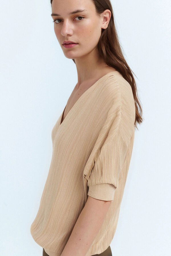 Vila Top de malha com lurex Castanho