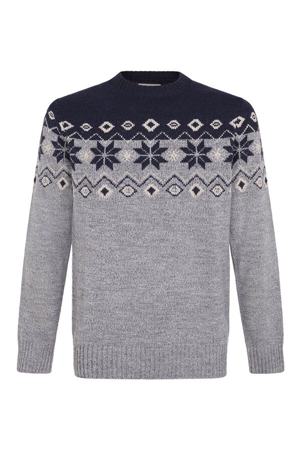 Cortefiel Su&eacute;ter de l&atilde; de natal com gola redonda Cinzento