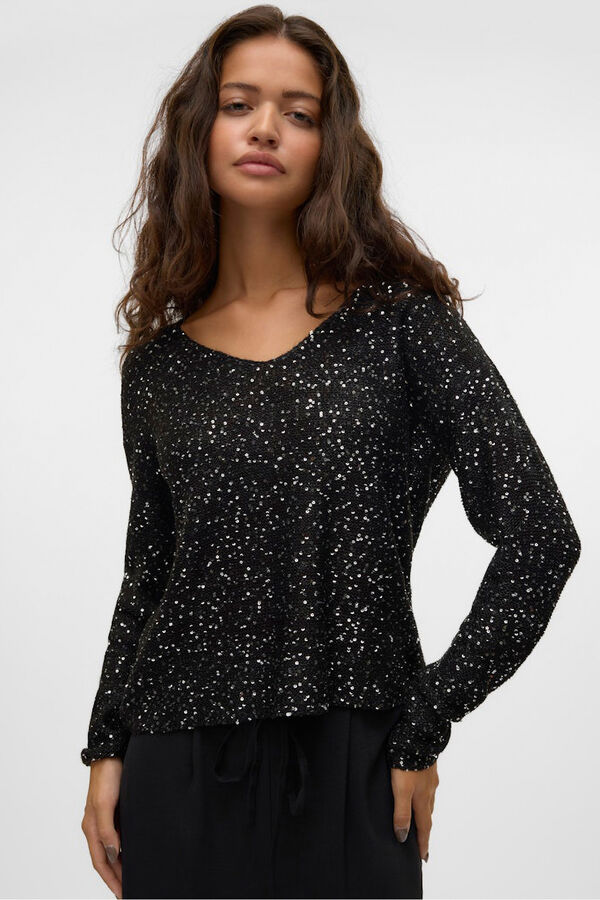 Vero Moda Jersey de lurex y lentejuelas Negro
