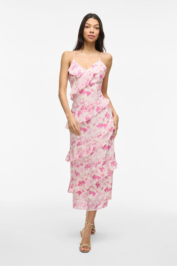 Vila Vestido de festa midi estampado Subiu