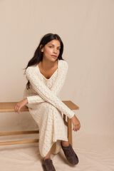 Slowlove Vestido punto calado multicolor Marfil