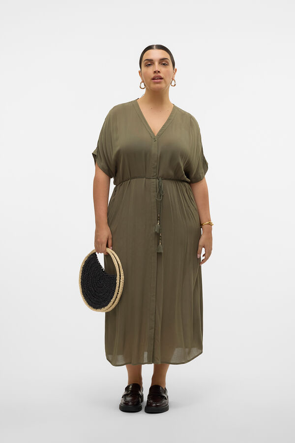 Vero Moda Curve Vestido fluido abotonado talla grande Verde