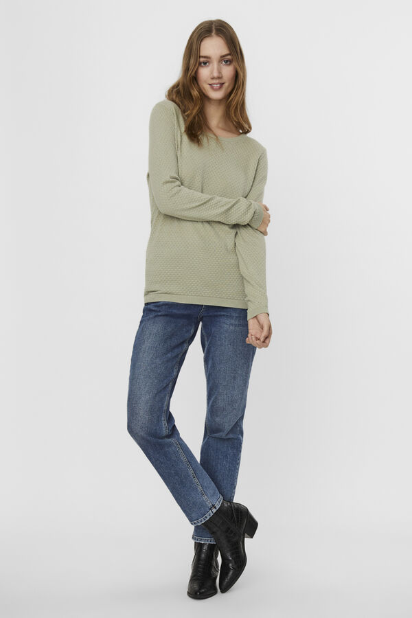 Vero Moda Camisola de mulher b&aacute;sica manga comprida Verde