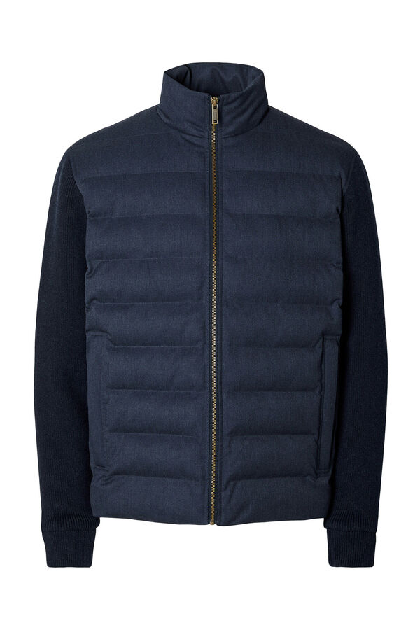 Selected Casaco curto acolchoado em contraste. Azul