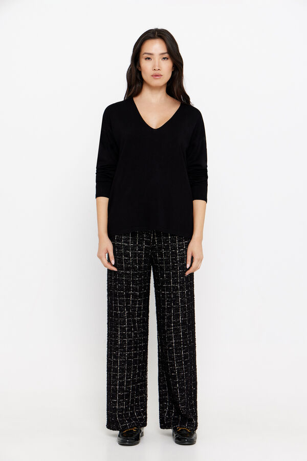 Cortefiel Jersey pico rayas Negro