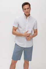 Cortefiel Camisa estampada manga curta Coolmax Eco-Made Marfim