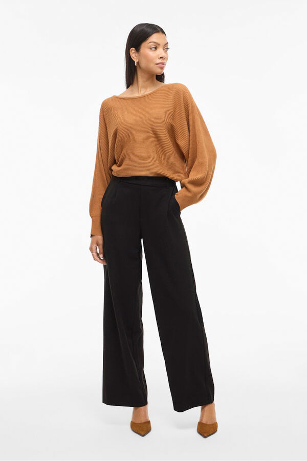 Vila Cal&ccedil;a de alfaiataria ampla Preto