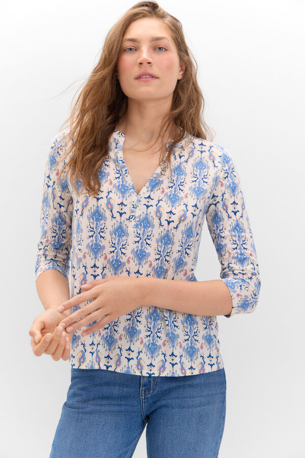 Cortefiel Camisola b&aacute;sica com pesco&ccedil;o mao Impress&atilde;o