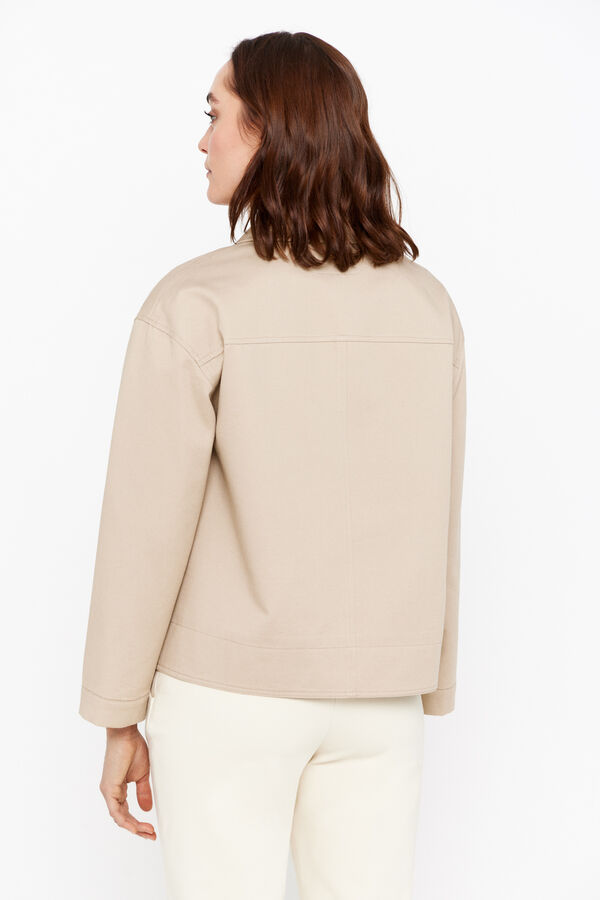 Cortefiel Blus&atilde;o em sarja de algod&atilde;o Castanho