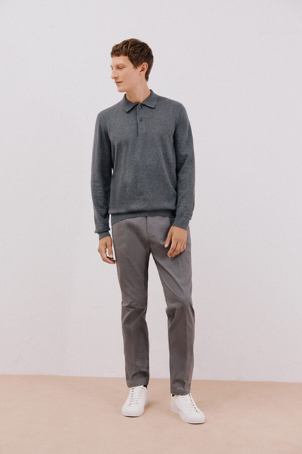 Cortefiel Jersey algod&oacute;n cashmere cuello polo Gris
