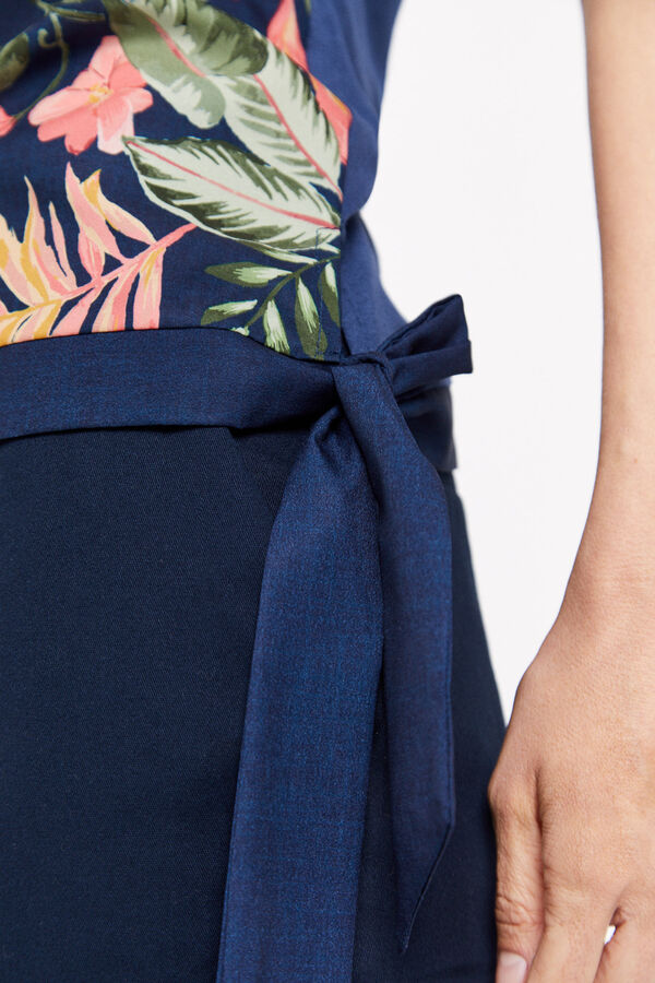 Cortefiel Top combinado estampado Azul marino