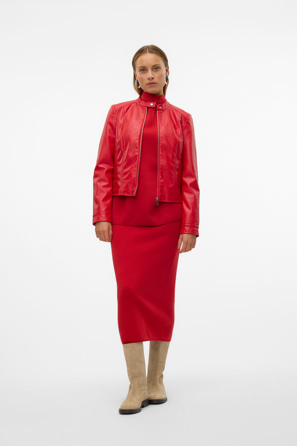 Vero Moda Casaco efeito pele  Vermelho