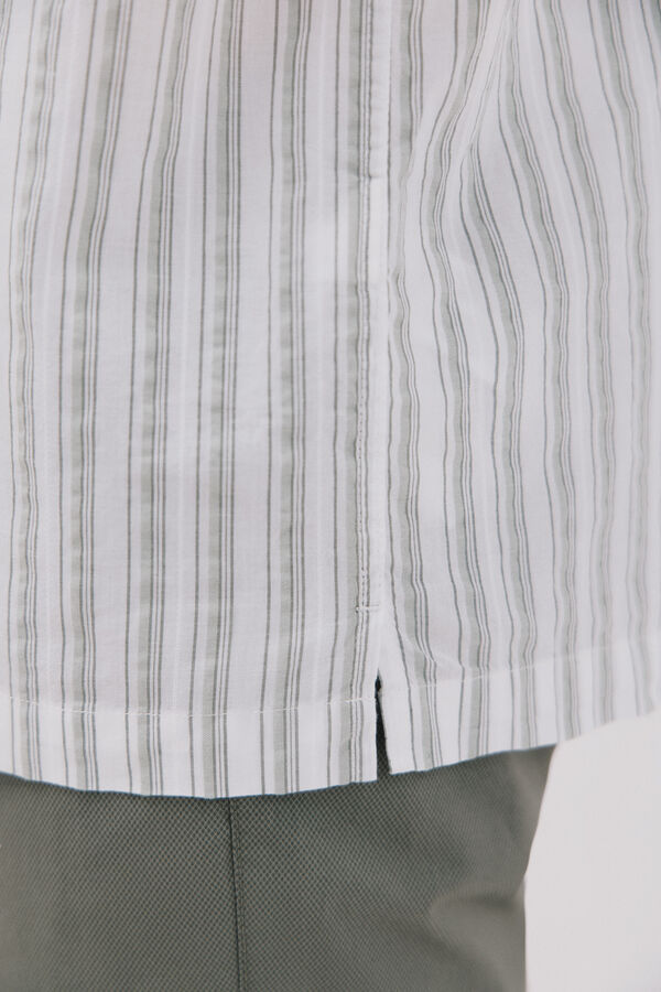 Cortefiel Camisa riscas de manga curta Verde