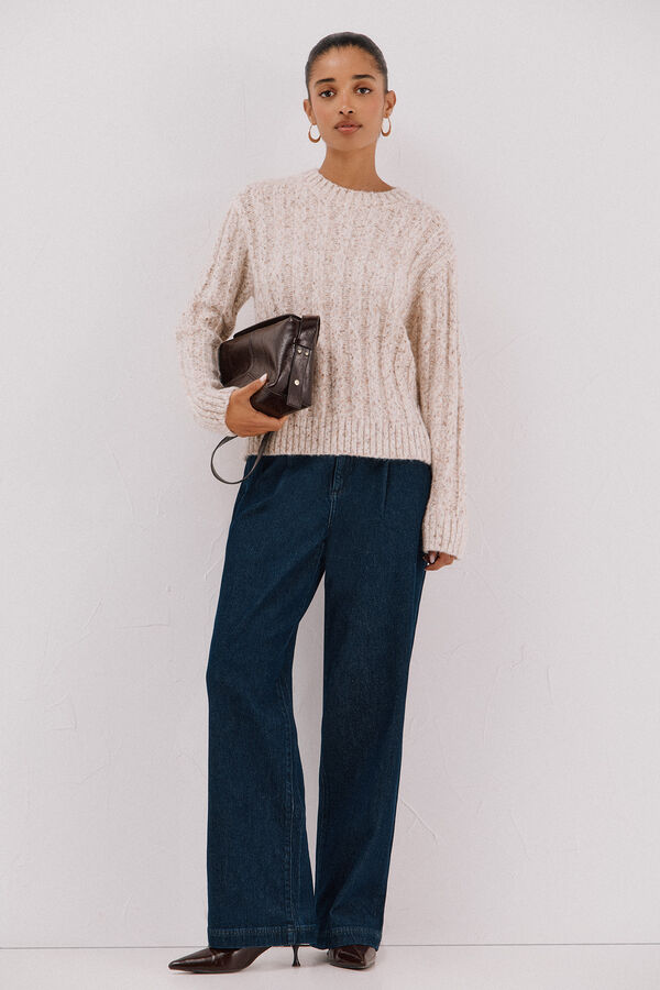 Cortefiel Jersey punto torzales Marfil