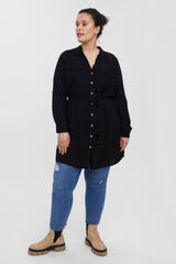 Vero Moda Curve Vestido curto camiseiro cintura subida Preto