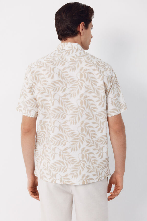 Cortefiel Camisa estampada de manga curta Tostado