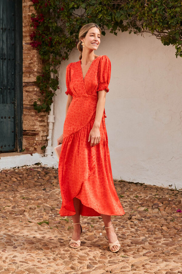 Pol&iacute;n Et Moi Vestido de flores coral Vermelho