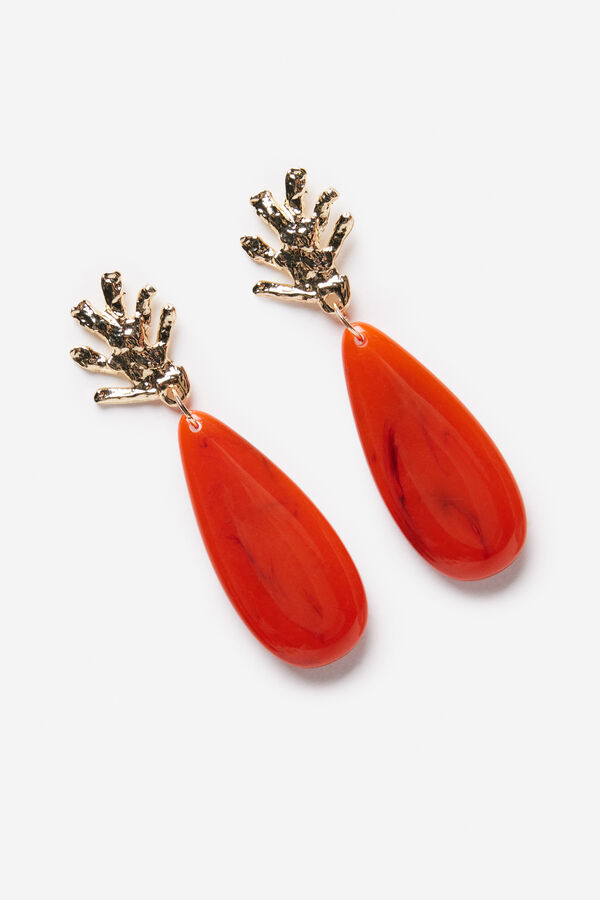 Cortefiel Brincos abacaxi resina Laranja