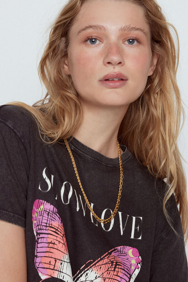 Slowlove Camiseta posicional mariposa Gris