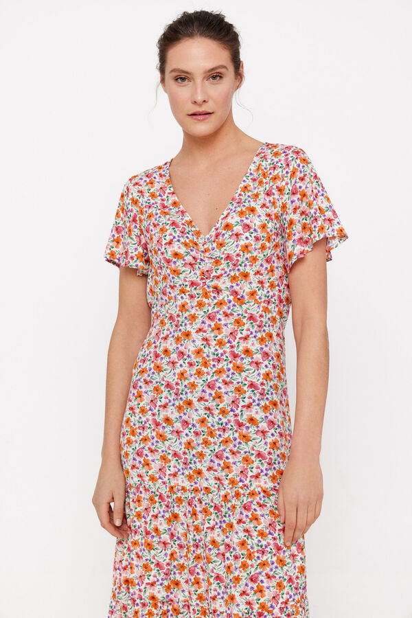 Cortefiel Vestido largo estampado Multicolor