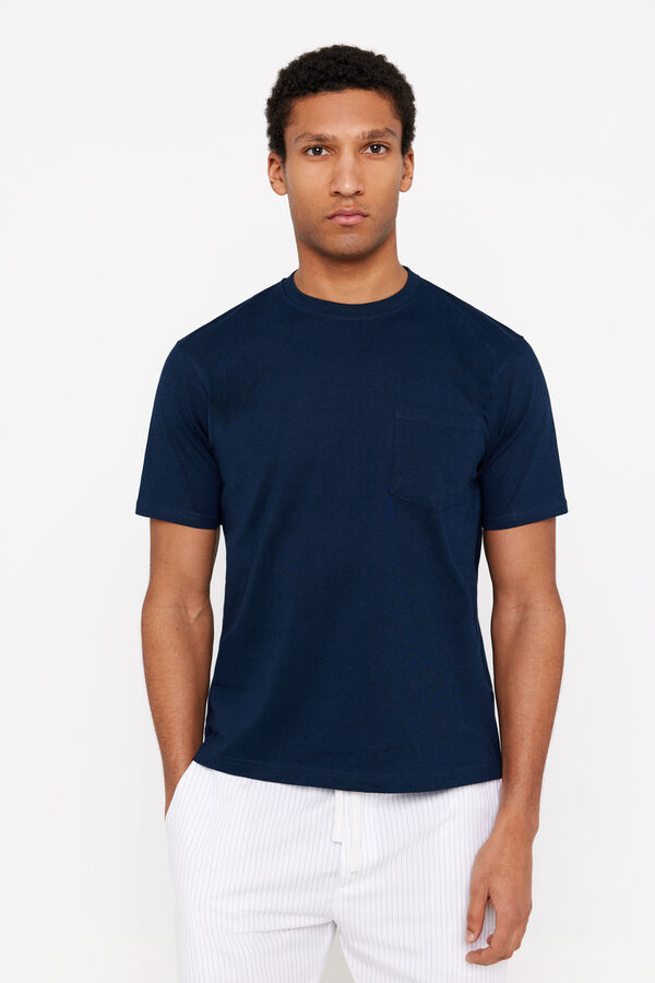 Cortefiel Set de pijama punto y tela Azul marino