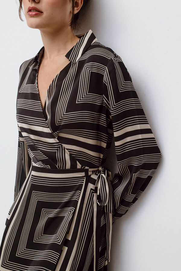 Vila Vestido midi estampado Negro