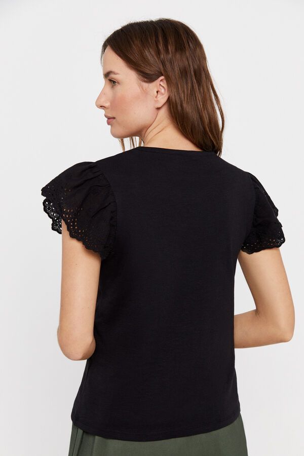 Cortefiel Camisola manga combinada Preto