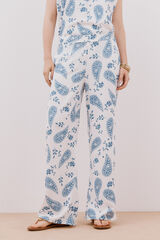 Cortefiel Calças largas estampadas Branco