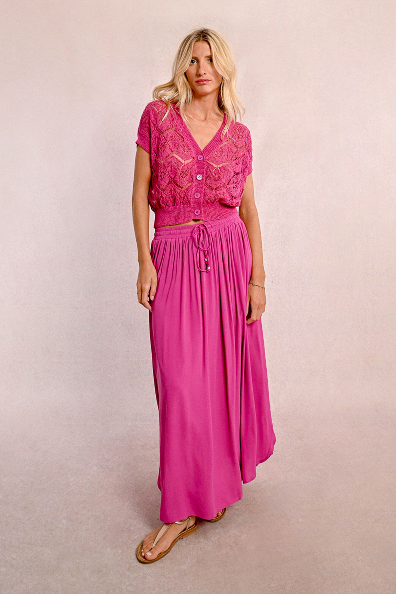 Molly Bracken Falda larga plisada con lazada