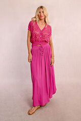 Molly Bracken Saia longa plissada com laçada Roxo