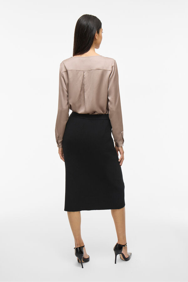 Vila Saia midi de malha malha Preto