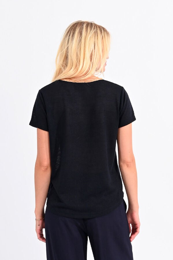 Molly Bracken T-shirt de mulher de manga curta com detalhe no decote Azul