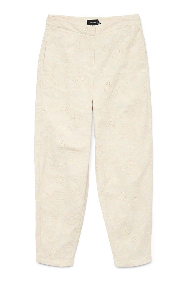 Vero Moda Pantal&oacute;n de tiro alto con bordados Blanco