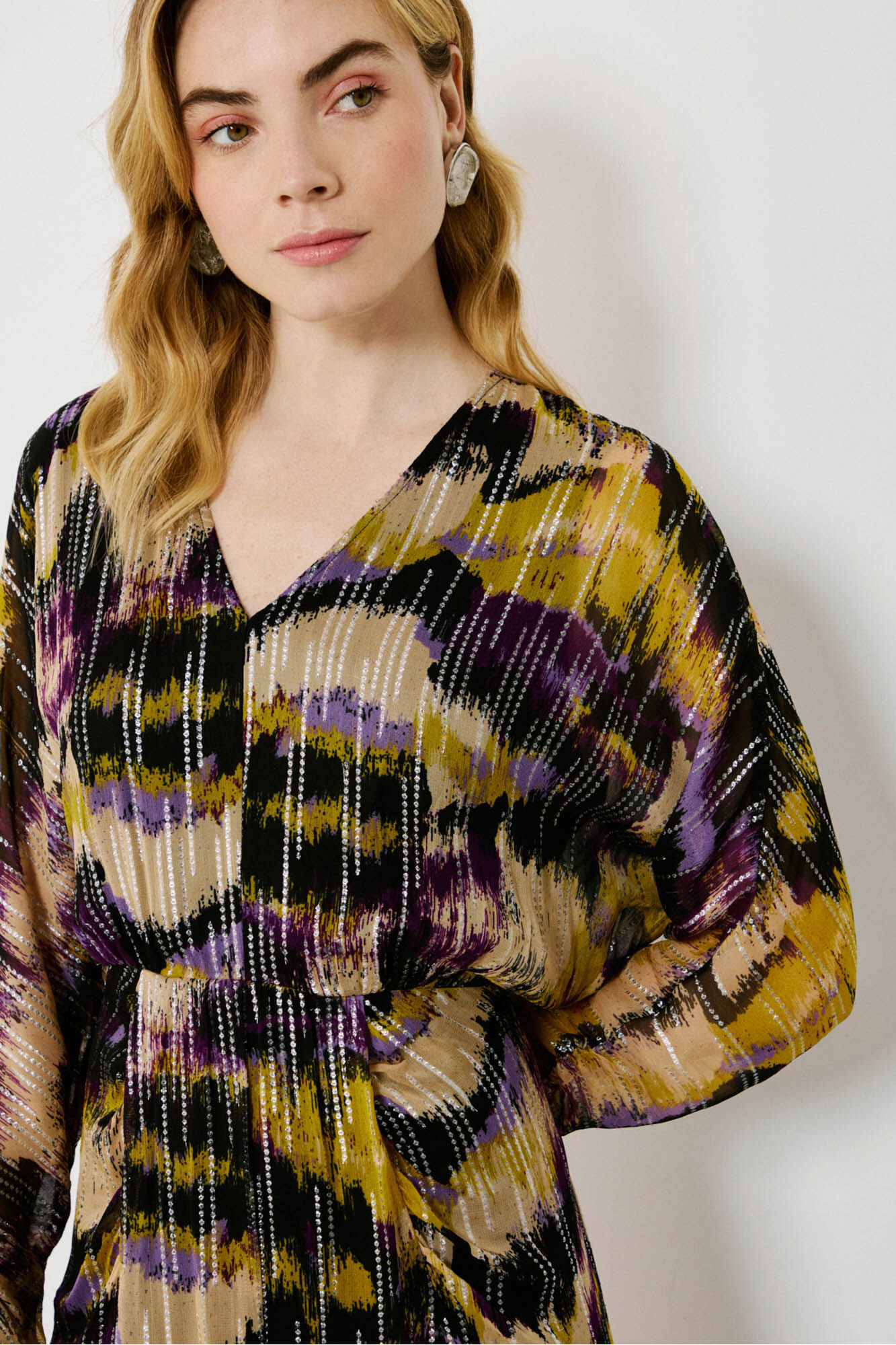 Vila Vestido midi estampado con l&uacute;rex