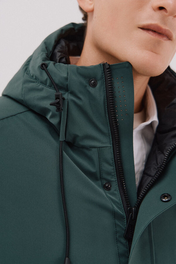 Cortefiel Parka con capucha Verde oscuro
