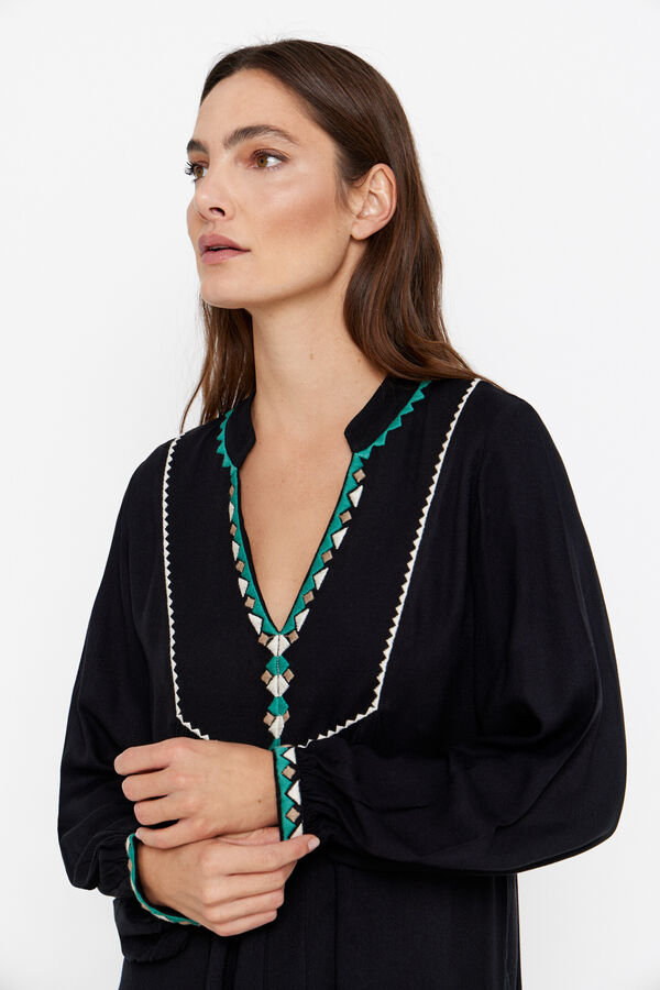 Cortefiel Vestido curto bordado Preto