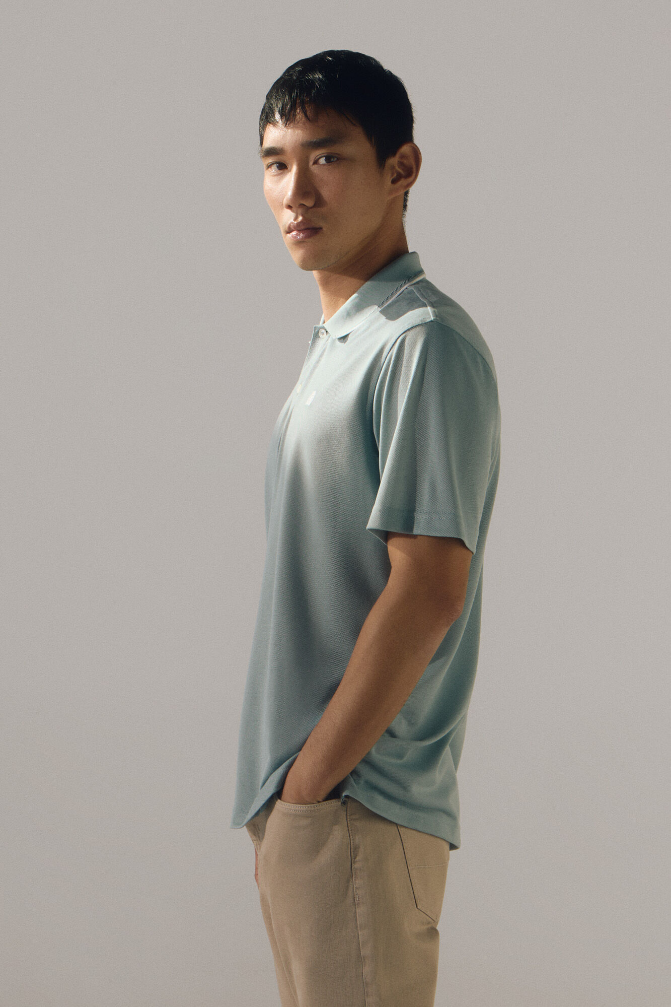 Cortefiel Camisa p&oacute;lo com gola jacquard Coolmax&reg;