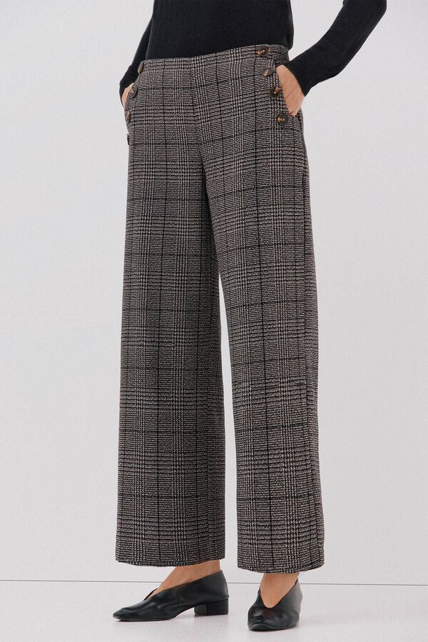 Cortefiel Pantal&oacute;n de mujer crop y ancho Estampado gris