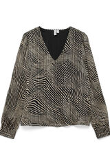 Vero Moda Blusa manga larga cuello pico Negro