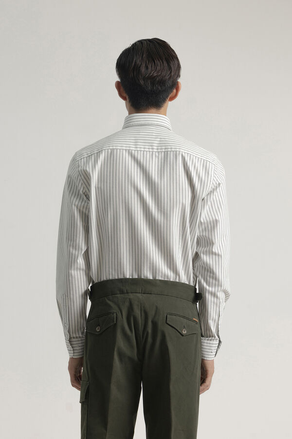 PuroEGO Camisa oxford slim algod&oacute;n raya Estampado blanco