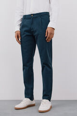 Cortefiel Pantalón chino tapered pinzas Azul marino